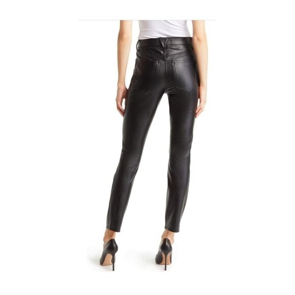 Veronica Beard Womens Black High Rise Faux Leather Ankle Skinny Pants Sz 31 New - Picture 2 of 12
